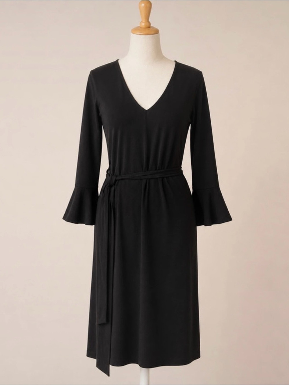Banana Republic Black V-Neck Midi Dress with Tie Waist Whimsigoth Witchy